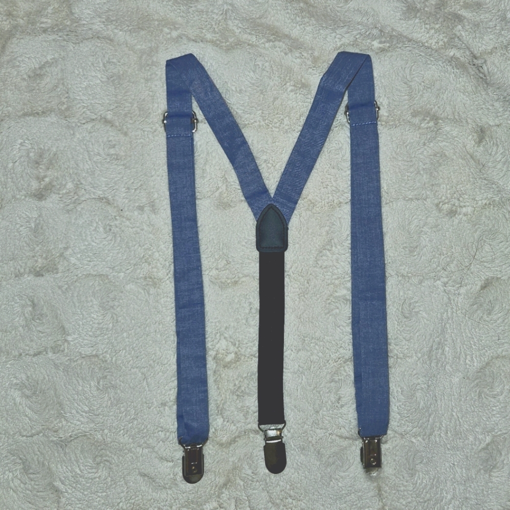 Dillard's brand youth suspenders, navy and cornflower blue, like new!